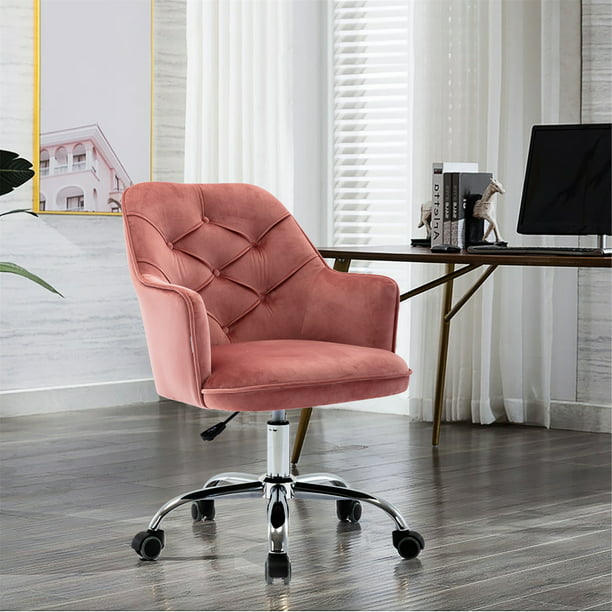 Velvet Swivel Chair Mid Back Support, Why Do Chairs Have 5 Wheels