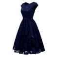 thumbnail image 2 of Dressystar Women's Floral Lace Short Bridesmaid Dress Cap-Sleeve Wedding Formal Party Dress, 2 of 7