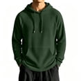 thumbnail image 5 of Domzest Waffle Hoodies for Men Long Sleeve Drawstring Hooded Sweatshirt 2026 Fall Casual Textured Streetwear Pullover Dark Green L, 5 of 8