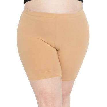 Stretch Is Comfort Women's Cotton Biker Shorts Beige X-Large