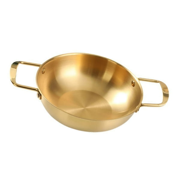 Korean Ramen Cooking Pot, Stainless Steel Seafood Hot Pot Copper Pan With Handle For Kitchen Cookware Induction Cooktop