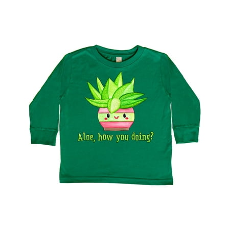 

Inktastic Aloe How You Doing- cute aloe plant Gift Toddler Boy or Toddler Girl Long Sleeve T-Shirt