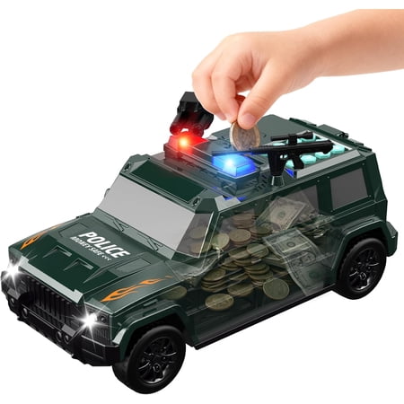 Car Piggy Bank for Kids, Electronic ATM Bank Toy with Password Code Lock and Auto Bill & Coin, Money Savings Box Mini ATM Coin Bank for Kids Age 3-12, Gift for Boys & Girls Ages 3+, Green