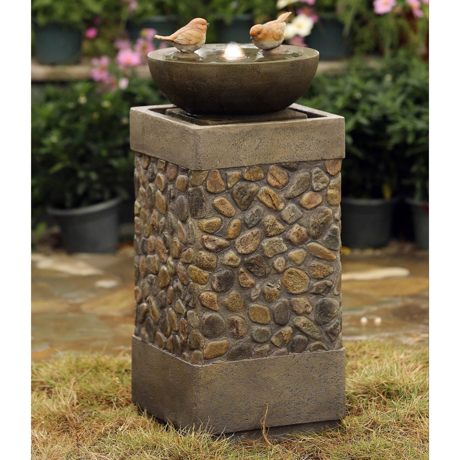 Details about   16 in Birdhouse Fountain w/ LED Lights 