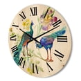 thumbnail image 3 of Designart 'Iris Flowers and Peacocks' Traditional Wood Wall Clock, 3 of 5