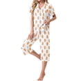 thumbnail image 2 of MINTREUS Pajama Sets for Women Notch Knit Top and Capri Pants Pjs Soft Lounge Sets, 2 Piece, Sizes M-3X, 2 of 7