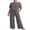 04-C-Gray, variant on Women's 2 Piece Pajama Set Off-Shoulder Short Sleeve Top And Wide Leg Lounge Pants Soft Cozy Sleepwear Loungewear Light Gray L