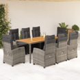 thumbnail image 1 of vidaXL 9 Piece Garden Dining Set with Cushions Grey Poly Rattan, 1 of 5
