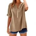 thumbnail image 2 of Elegant Stand Collar Blouse for Women Lightweight Breezy Day to Night Khaki S, 2 of 8