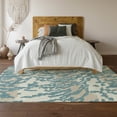 thumbnail image 3 of HomeRoots 669488 5 x 8 ft. Teal & Ivory Animal Print Washable Machine Made Rectangle Area Rug with UV Protection, 3 of 7