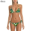 thumbnail image 6 of CLOOCL Sexy Bikinis Swimsuit 3D Print Palm Leaves Tropical Jungle Hawaii Women Straps Swimming Suit for Women Bikinis Set, 6 of 7