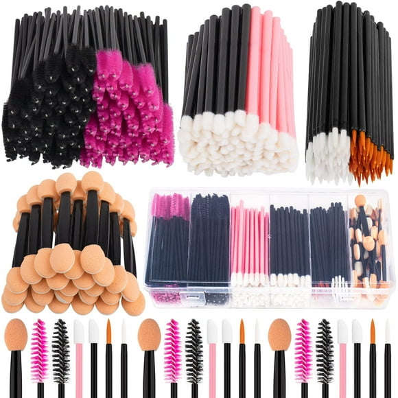 Rolybag Disposable Makeup Applicators Kit Mascara Wands Eyeliner Brushes Lip Applicators Eyeshadow Applicators Disposable Makeup Tools with Organizer Box for Easy Portability