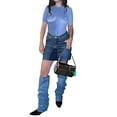 thumbnail image 2 of Coduop Women's Chic Short Sleeve T-Shirts Casual Basic Slim Fit Crop Tops Shirt Blouse, 2 of 7