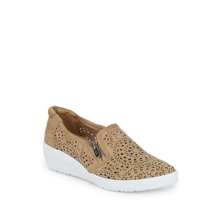 Yvette Laser-Cut Suede Demi Wedge Sneakers