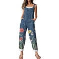 thumbnail image 6 of Iaqnaocc Jumpsuits For Women Plus Size Vintage Floral Print Sleeveless Jumpsuits Rompers Casual Adjustable Strap Jumpsuits Trendy Overalls Yellow M, 6 of 7