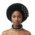 thumbnail image 2 of Auto African Head Tie Of Aso Oke Headwraps Hat Turban Wedding Party Handmade Elegant Hair Wear Cap, 2 of 3