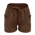 thumbnail image 6 of Homenesgenics Shorts for Women Plus Size Lightweight Breathable Sporty Women Summer Drawstring Elastic Waist Casual Shorts Pocket Pants Brown S, 6 of 7