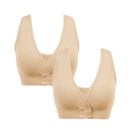 

fnhpitd Women s Solid Color Adjust Seamless Breathable Feeding Pajamas Sexy Bra 2PC