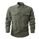 thumbnail image 1 of Blusa y camisa de manga larga con cuello vuelto para hombre, estilo casual, color liso, con bolsillos y botones, estilo cargo., 1 of 6