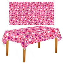 Valentine's Day Party Tablecloth for Proposal Scene Decor - Disposable Romantic Backdrop Curtain for Holiday Dinner and Tabletop Decoration(E)