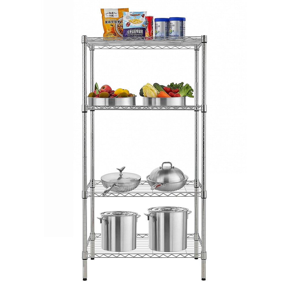 Kepooman 4 Tier Adjustable Shelving Storage Rack with Wheels for Laundry Bathroom Kitchen, Chrome Kepooman 4 Tier Adjustable Shelving Storage Rack with Wheels for Laundry Bathroom Kitchen, Chrome
