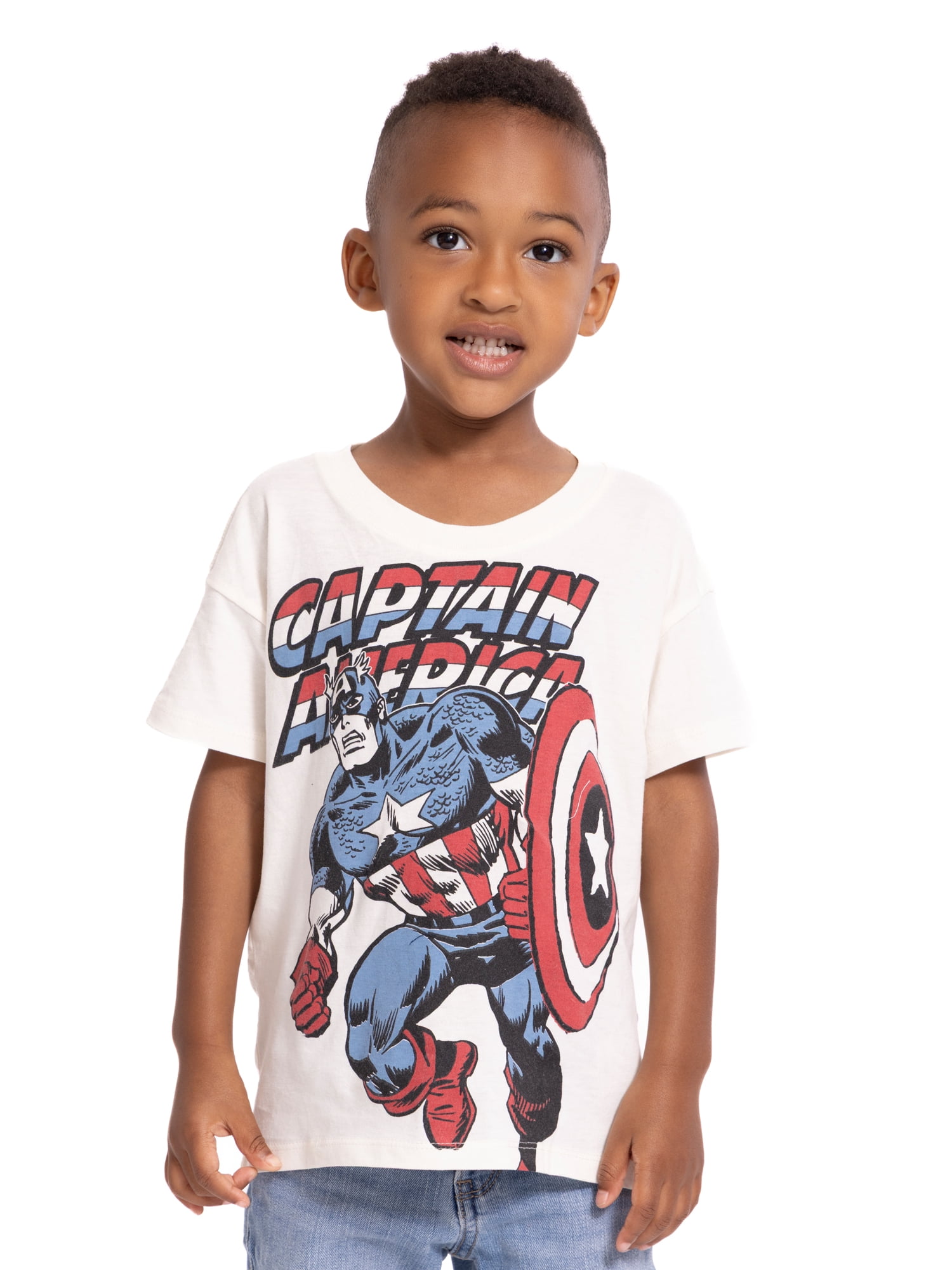 Marvel Captain America Toddler Boys Graphic Tee with Short Sleeves, Sizes 12M-5T