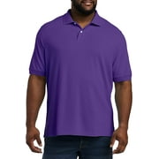 Big and Tall Essentials by DXL Men's Pique Mesh Short-Sleeve Polo Shirt, Purple, 2XL
