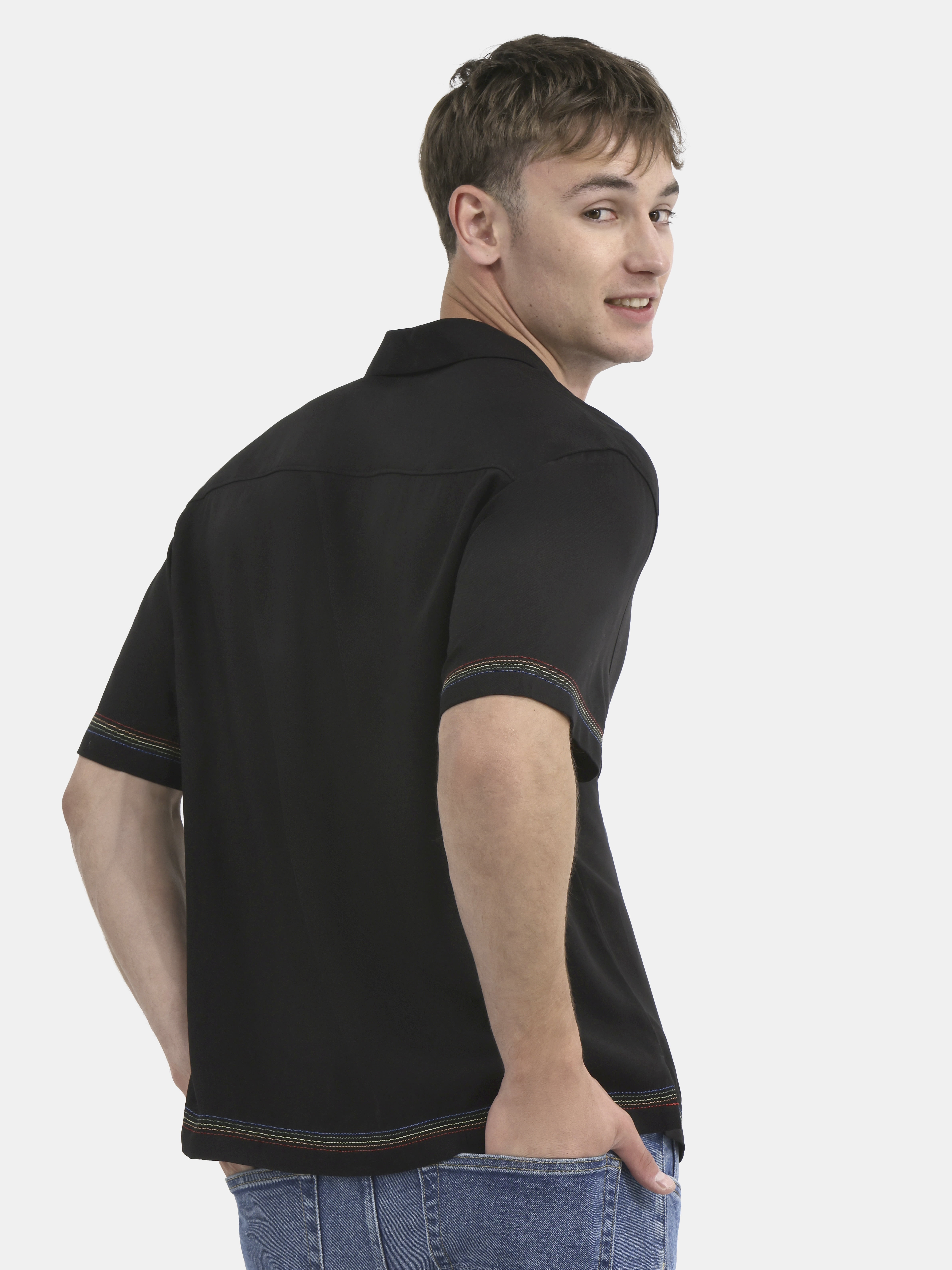 No Boundaries All Gender Pride Boxy Fit Cropped Button Front Shirt, Men's Sizes XS-5XL
