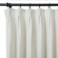 thumbnail image 3 of TWOPAGES 52 W X 108 L Inch Length Curtain Pinch Pleated Header Room Darkening Drape Linen Blend Drapery for Bedroom, 1 Panel, Beige White, 3 of 6