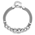 thumbnail image 3 of Sterling Silver Rhodium-plated Fancy Chain w/1in Ext. 2-strand Bracelet Q-QG5115-7, 3 of 4