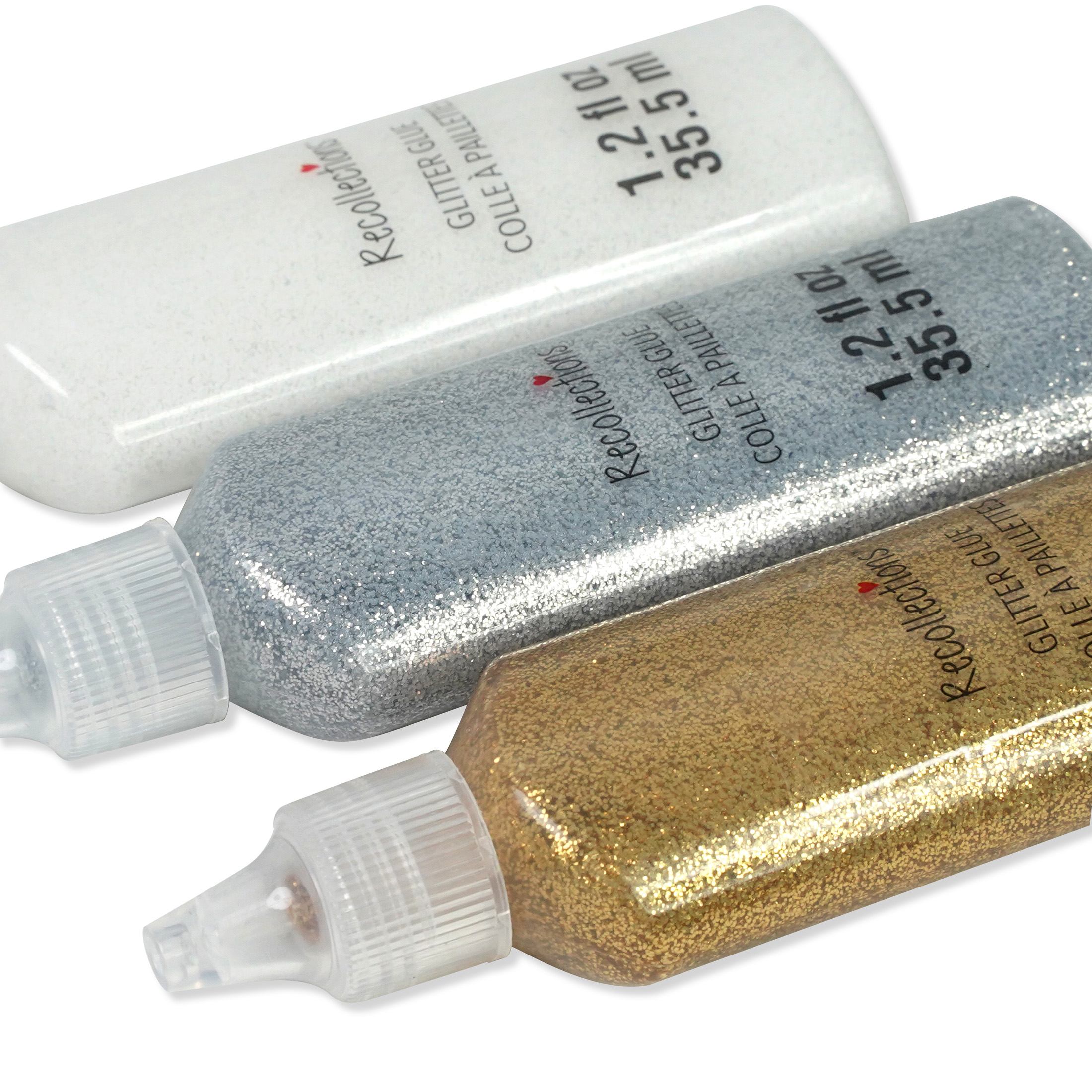 Metallic Glitter Glue by Recollections – Assorted Color Acid-Free Glitter Glue with Fine Tip for Crafts & Paper Projects - 1.2 fl. oz. Bottles - 12 Pack