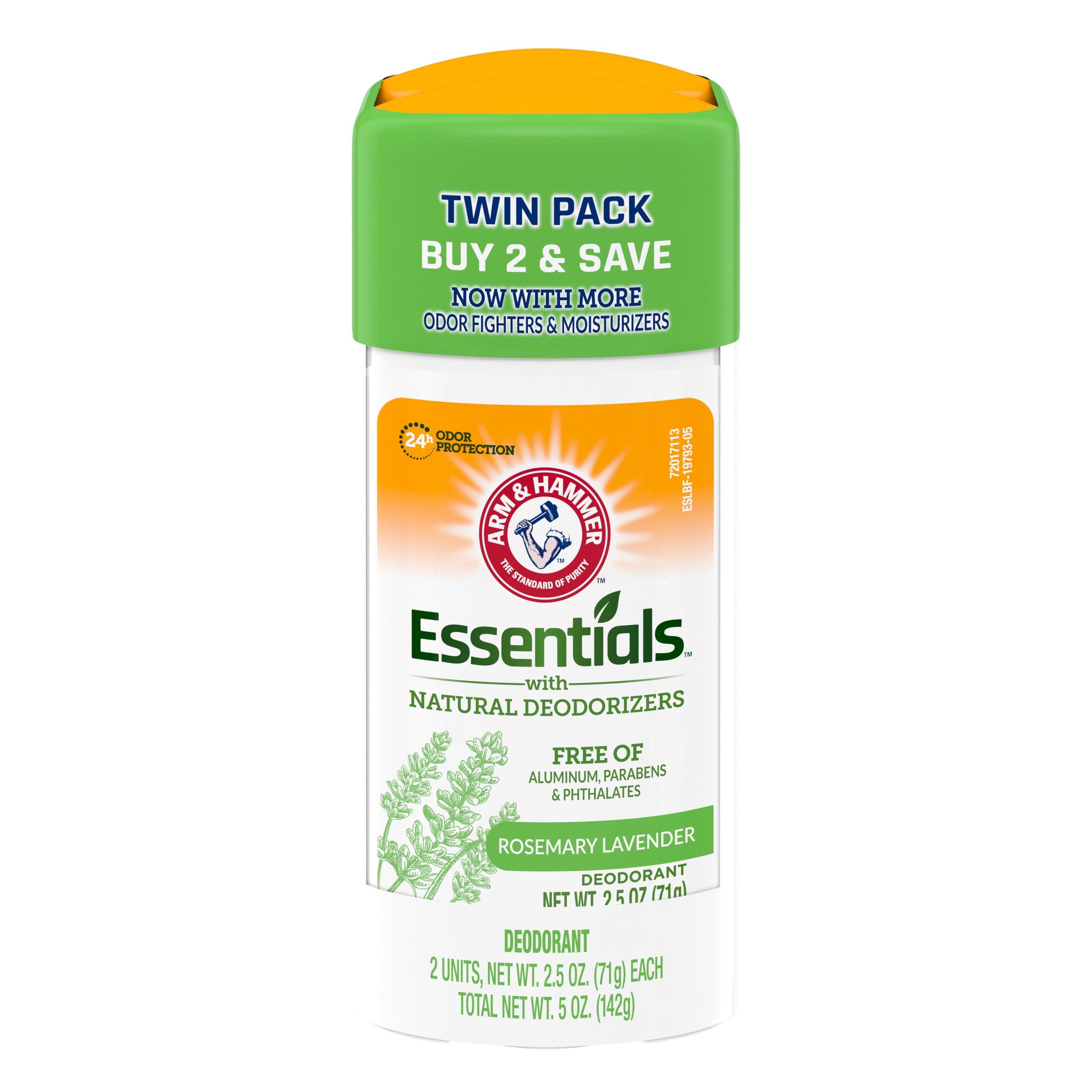 ARM & HAMMER Essentials Deodorant Rosemary Lavender Solid Oval Twin
