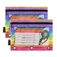 thumbnail image 2 of 2 Pack Flip Folders with Clear PVC Window Binder Pouches 3-Ring Binder Organizer for Office & Home Watercolor Rainbow Colors, 2 of 6