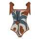 thumbnail image 4 of MKLEKYY Traje De Baño Mujer Women 1 Piece Swimwear+1 Piece Cover Up Two Piece Vintage Print Swimsuit Monokini Bikini 2 Piece Swimsuits Two Piece Tankini Set 966, 4 of 4