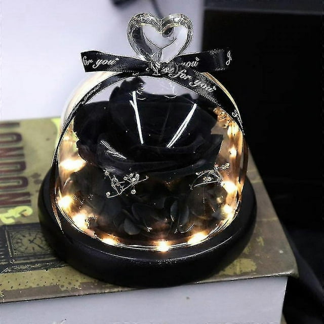 Preserved Flower Rose In Glass Dome with Lights Eternal Rose Gift for Valentine's Day Christmas