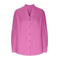 thumbnail image 4 of Penkiiy Womens Button Down Shirt 2024 Casual Long Sleeve Solid Color Shirts Loose Work Tops with Pockets L Hot Pink, 4 of 6