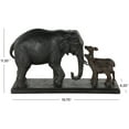 thumbnail image 3 of 20" x 11" Black Resin Walking Elephant Sculpture with Dark Brown Deer, by DecMode, 3 of 9