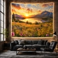 thumbnail image 6 of Mountain Lake Sunset with Wildflower Meadow, Peaceful Watercolor for Nature Lovers, Scenic Landscape Wall Art, Housewarming Gift Tapestry Wall Hanging for Living Room and Bedroom, 6 of 7