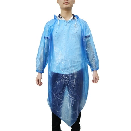 Unique BargainsBlue Adult Disposable Hooded Pullover Raincoat Rain ...