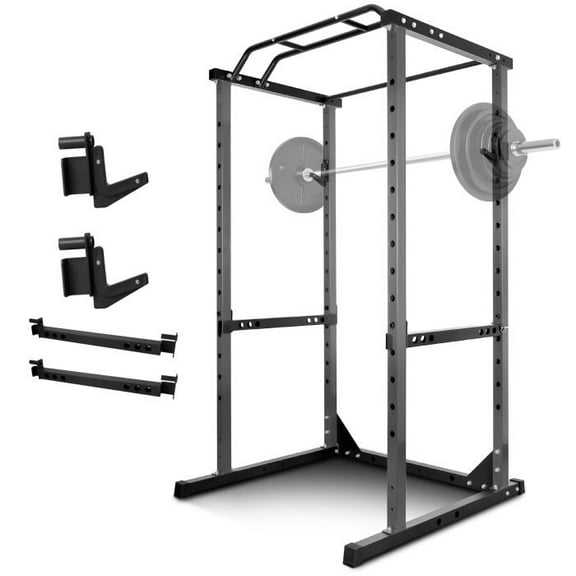 1.8mm Thickened Steel Power Cage, 1200 LBS Sturdy Power Rack, 14-Setting Squat Rack for Versatile Workouts including Bench Press, Squat, Pull-Ups, Great for Garage Gyms, Apartment Gyms, Community F