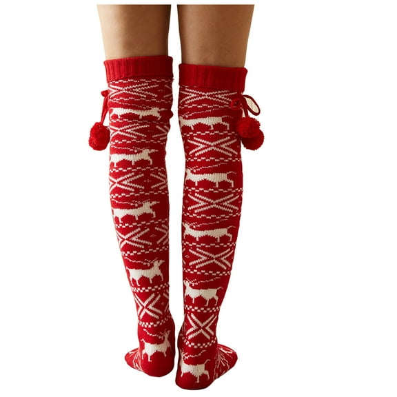 EnJoCho Clearance Womens Knee High Socks Women's Performance Cotton Pad Sports Leisure Socks Christmas Pattern Socks for Women Adult Xmas Winter Themed Charming Socks Heated Socks Bulk Red Cute&Fun