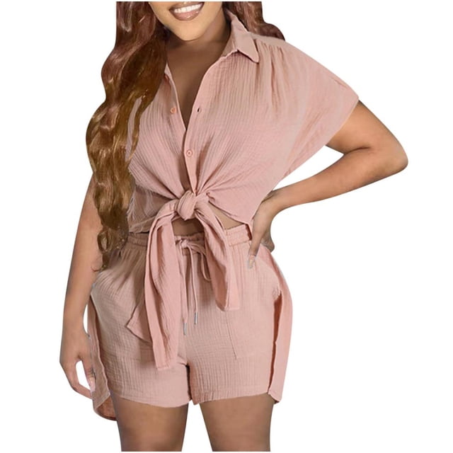 Birdeem Ensemble 2 Pcs Mode Femme Cardigan à Manches Courtes + Pantalons à Poches Amples