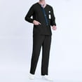 thumbnail image 4 of EGNMCR Scrubs for Men Fashion Short Sleeve V Neck Pocket Solid Blouse and Long Pants Working Uniform Two Piece Sets Spring/Summer Sale Clearance, 4 of 7
