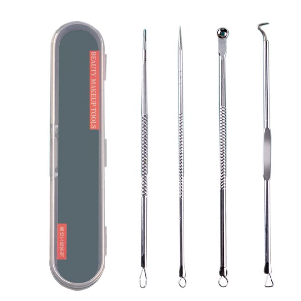 Seitruly de comedones para acné, 4 Uds., punto negro, removedor de espinillas, cuidado de la piel, belleza para mujeres, tratamiento de acné, Tratamientos faciales plata Seitruly CE0742-01B