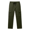 thumbnail image 3 of Liuinsasek Men's Straight Leg Cargo Pants Drawstring Elastic with Multi-Pockets Waist Casual Loose Outdoor Sports Long Pants, 3 of 7
