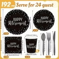 thumbnail image 5 of 192Pcs Retirement Party Supplies Set, Black & Gold Disposable Tableware with Happy Retirement Banner, Plates Cups Utensils Napkins for 24 Guests, Elegant Decor for Retirement Celebrations, 5 of 7