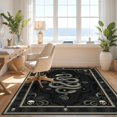 thumbnail image 3 of Design&I 8'x10' Washable Area Rug Extra Large Skid-Resistant Low Profile Round Tarot Moody Skull Pentagram Symbols Goth Witchy Snake Gothic Refined for Living Room, Family, 3 of 7