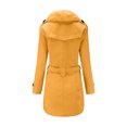 thumbnail image 5 of IROINNID Women's Winter Warm Mid-Long Coat Solid Color Elegant Anorak Jacket Long Sleeve Outwear, Yellow, 5 of 9