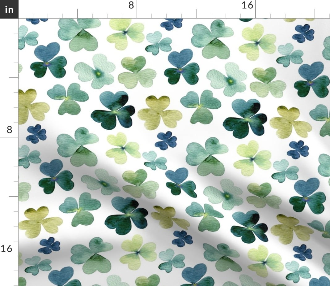 Colorful Clovers Watercolor Shamrock Shamrocks Fabric Printed by