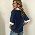 thumbnail image 3 of Bexdxz Polo Shirts for Women Three-Quarter Sleeve Vintage Printed Memorial Never Forget 9/11 25th Polo Shirt V Neck Tops Navy L, 3 of 5